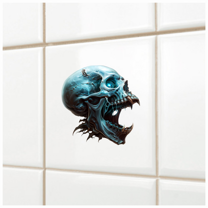 Blue Skull Eye Teeth Drips Vinyl Sticker Decal