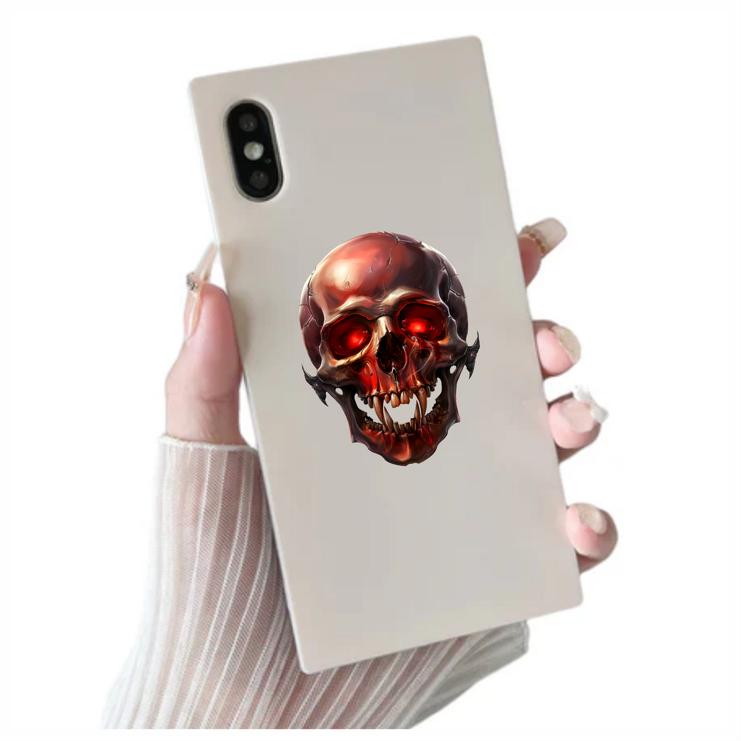 Red Skull Teeth Eyes Vinyl Sticker Decal