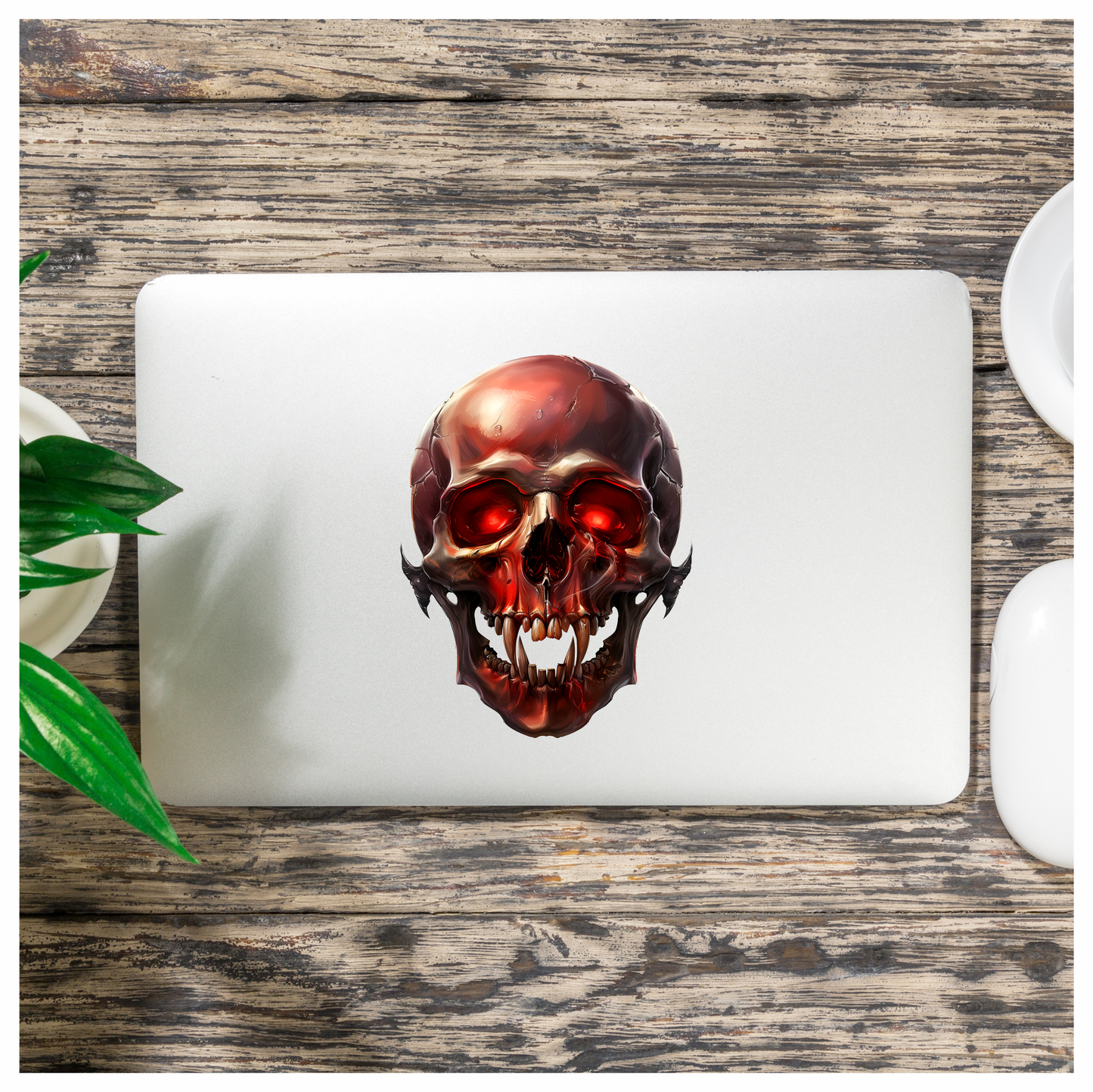 Red Skull Teeth Eyes Vinyl Sticker Decal