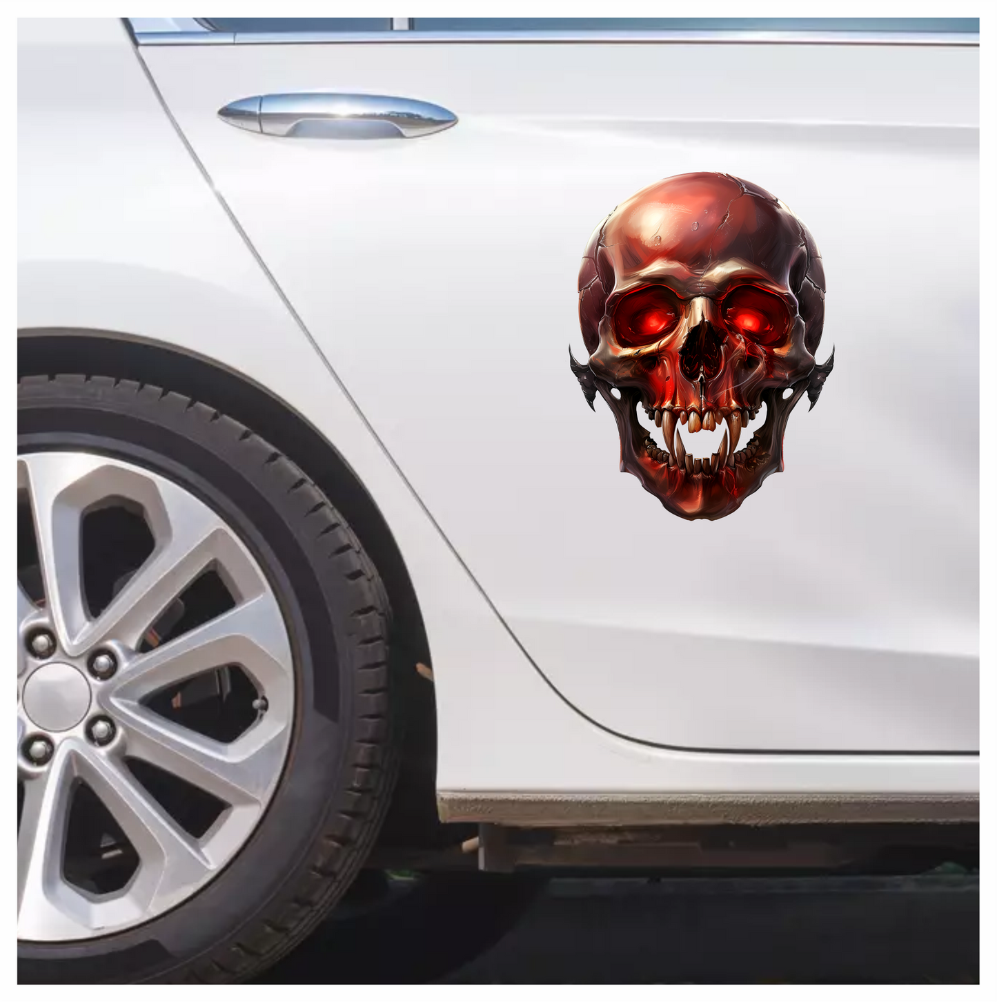 Red Skull Teeth Eyes Vinyl Sticker Decal