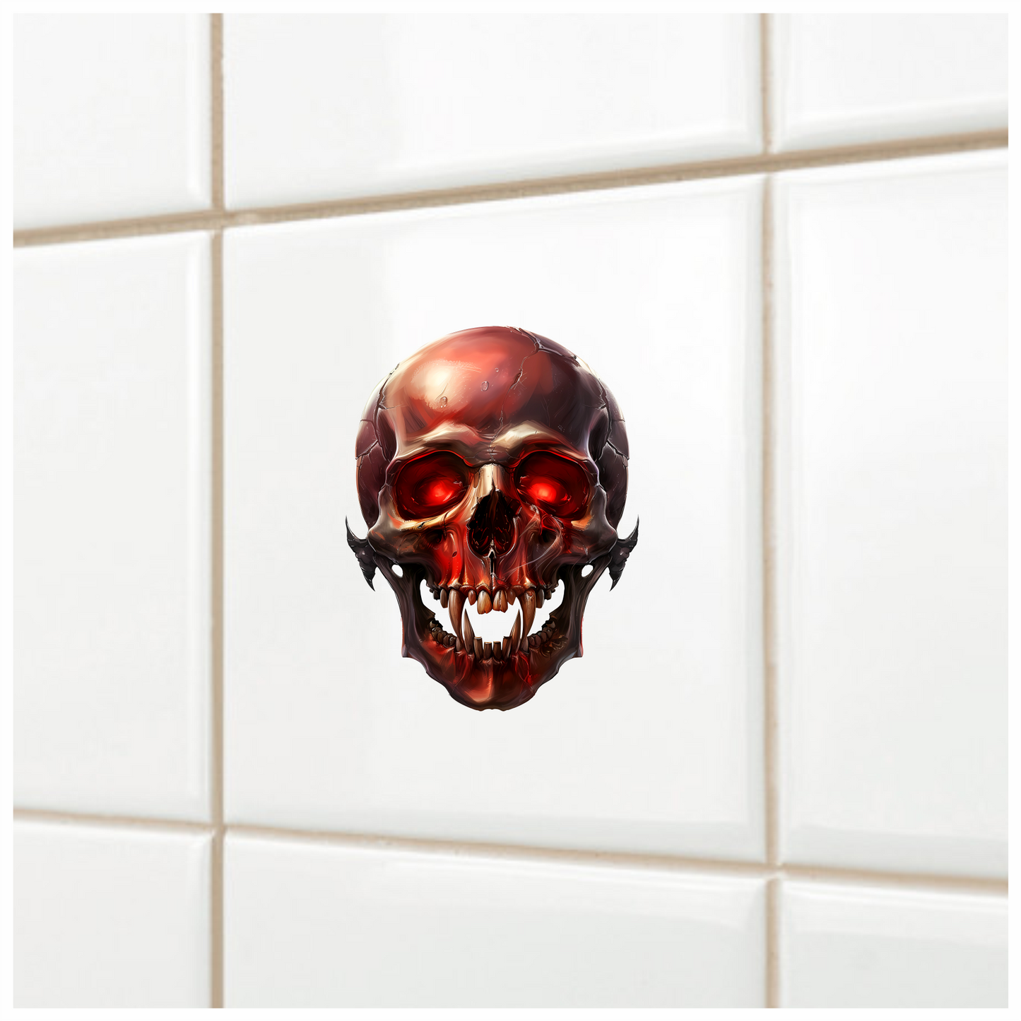 Red Skull Teeth Eyes Vinyl Sticker Decal