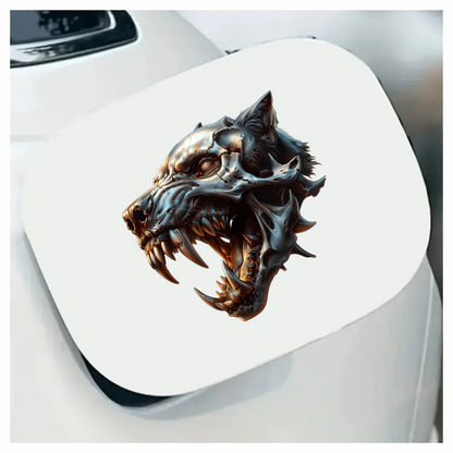 Wolf Skull Metallic Teeth Orange Vinyl Sticker Decal
