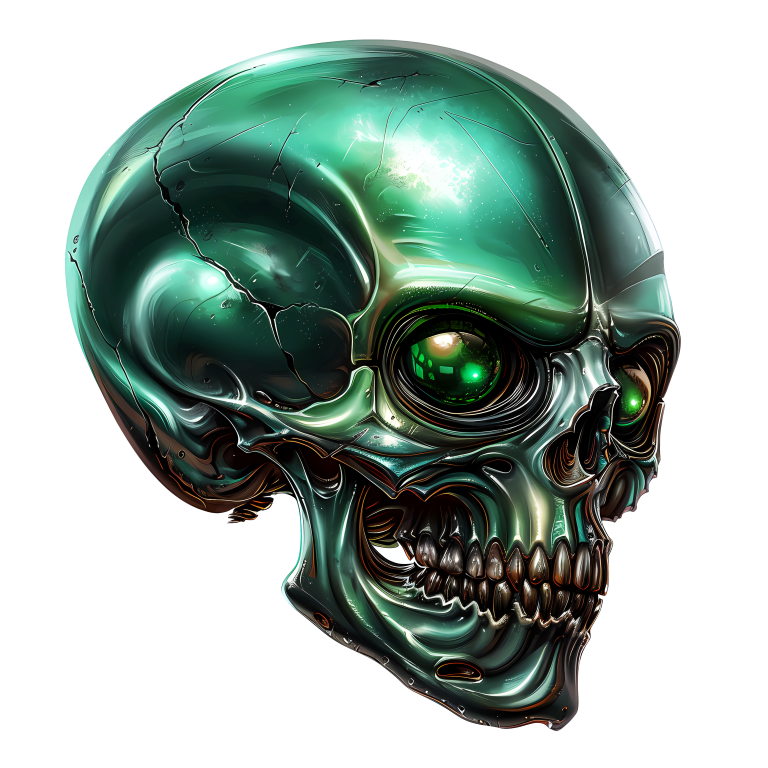 Green Skull Metallic Human Vinyl Sticker Decal