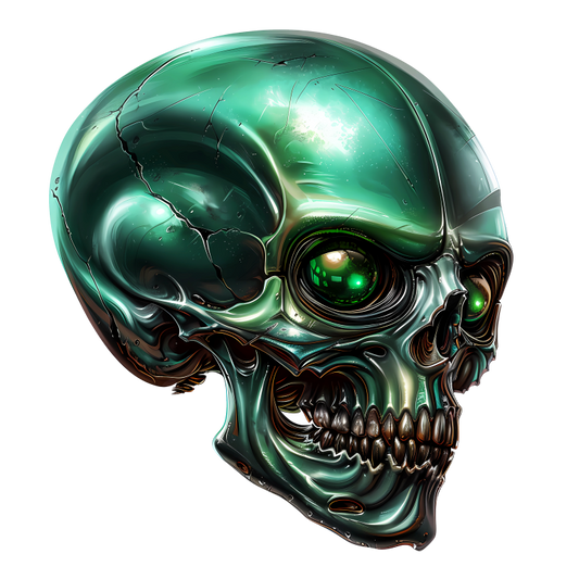 Green Skull Metallic Human Vinyl Sticker Decal