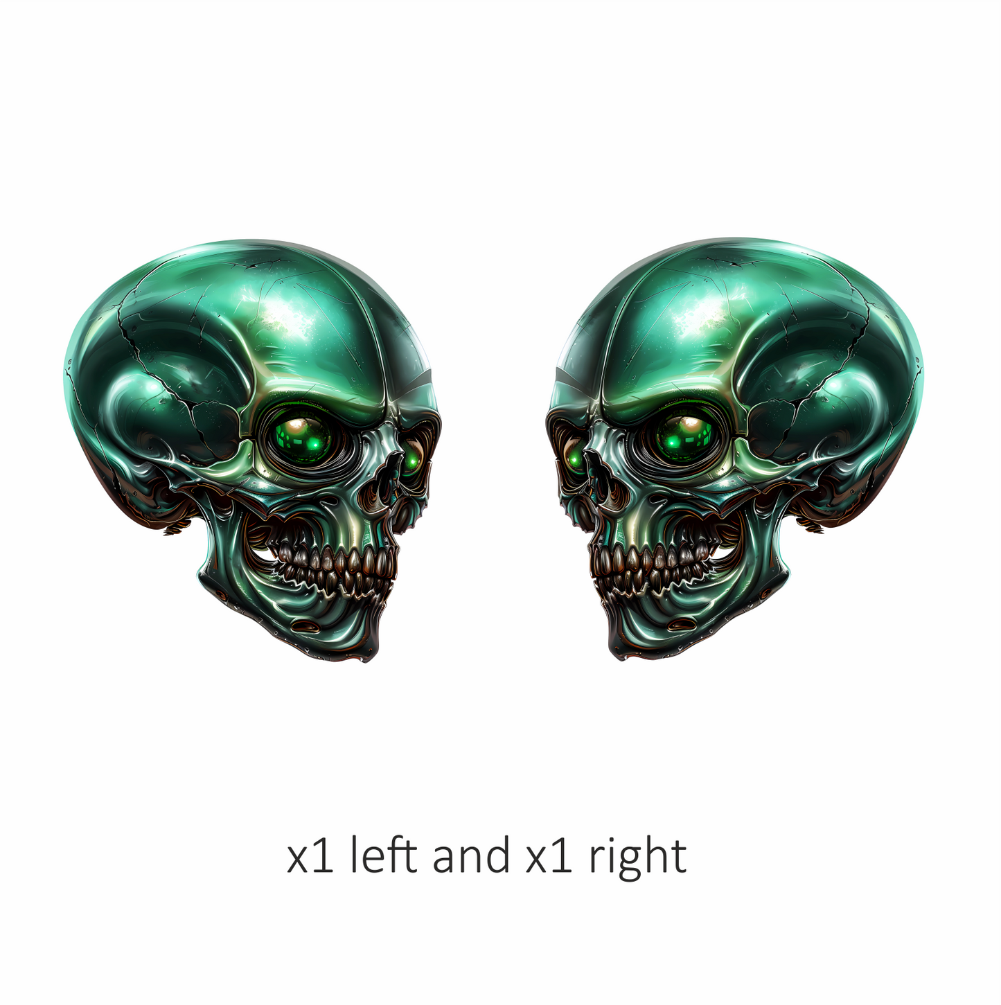 Green Skull Metallic Human Vinyl Sticker Decal