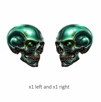 Green Skull Metallic Human Vinyl Sticker Decal