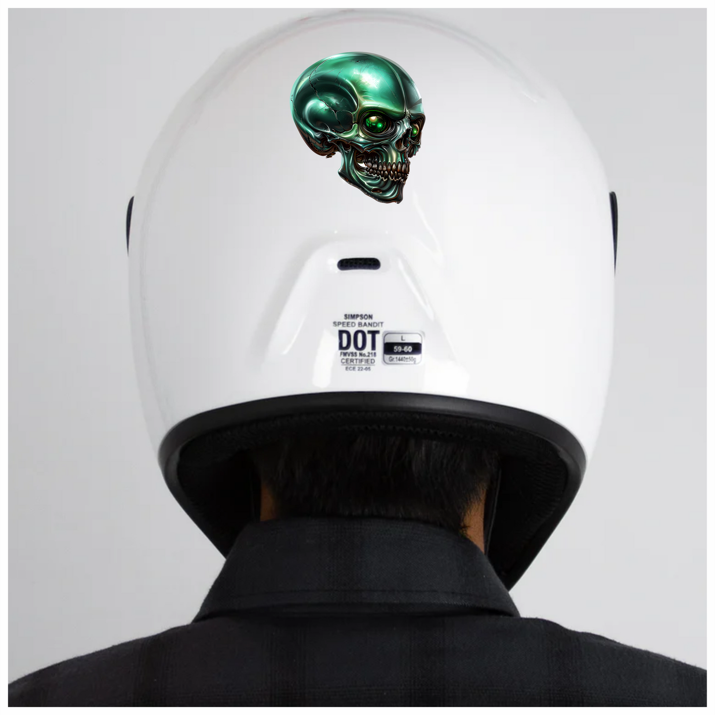 Green Skull Metallic Human Vinyl Sticker Decal