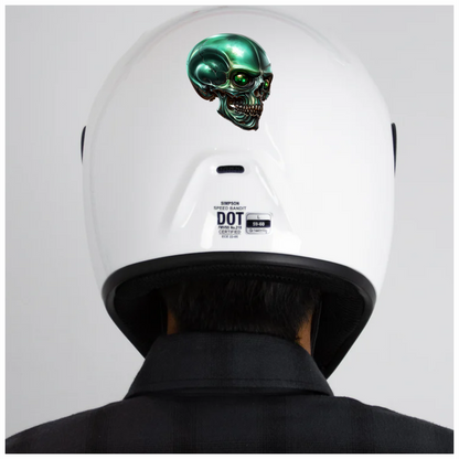 Green Skull Metallic Human Vinyl Sticker Decal