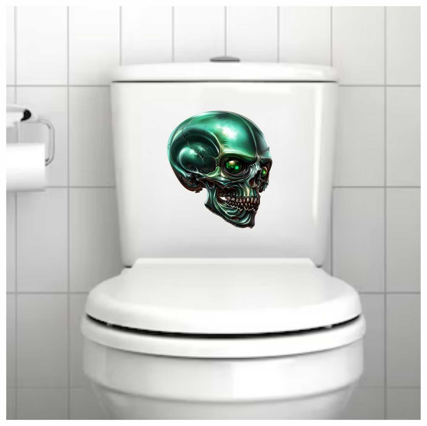 Green Skull Metallic Human Vinyl Sticker Decal
