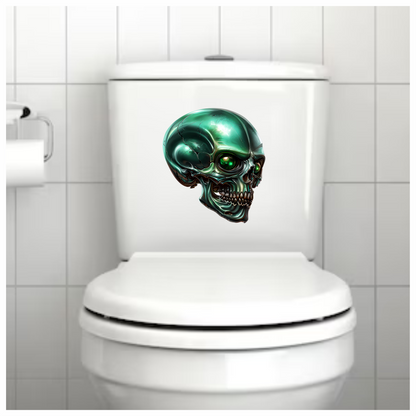 Green Skull Metallic Human Vinyl Sticker Decal