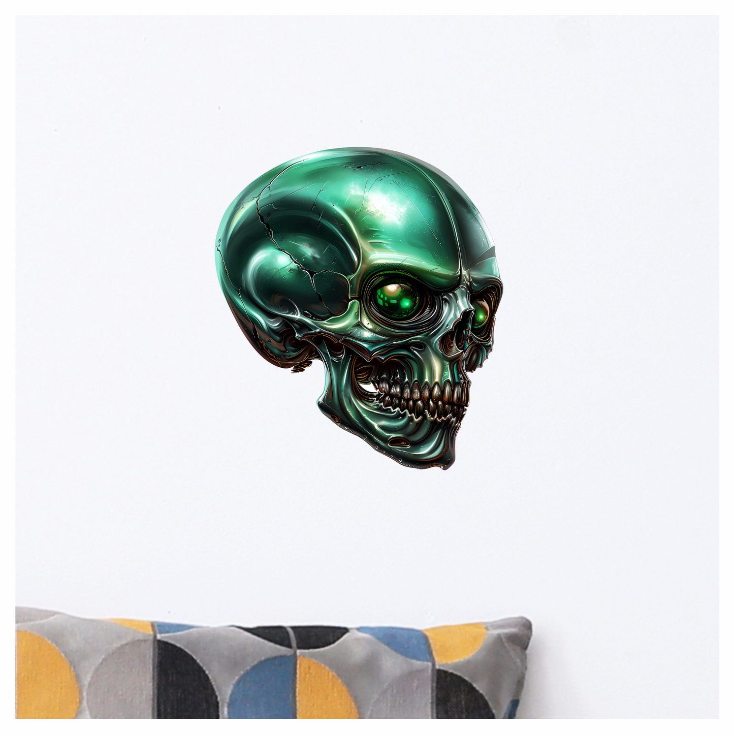 Green Skull Metallic Human Vinyl Sticker Decal