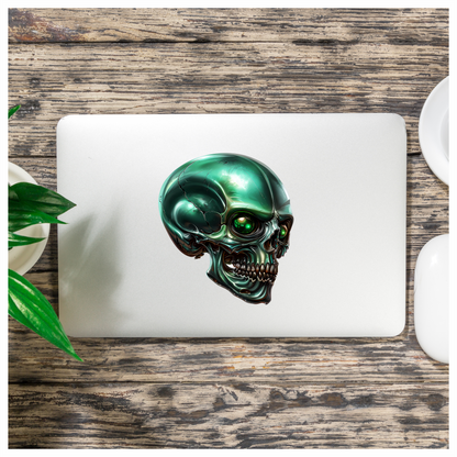 Green Skull Metallic Human Vinyl Sticker Decal