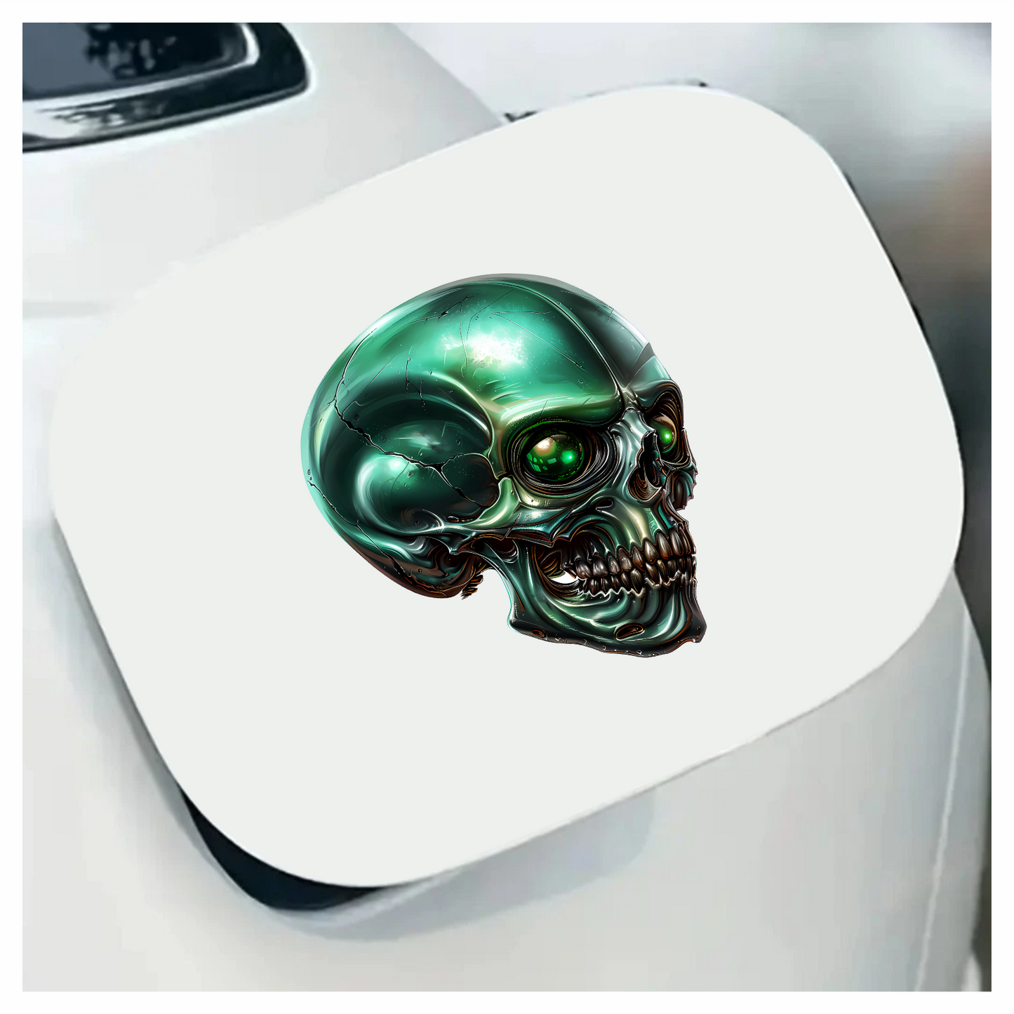 Green Skull Metallic Human Vinyl Sticker Decal