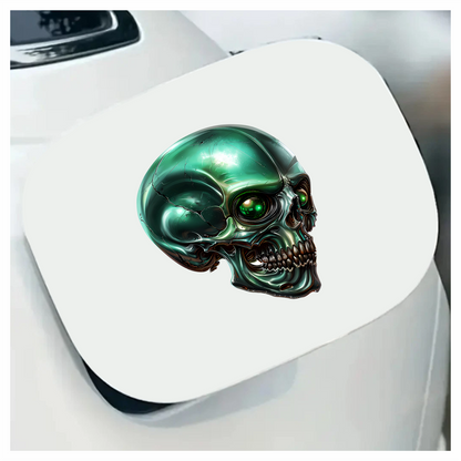 Green Skull Metallic Human Vinyl Sticker Decal