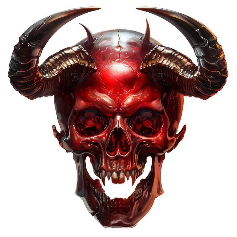 Red Skull Horns Demon Vinyl Sticker Decal