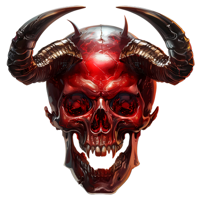 Red Skull Horns Demon Vinyl Sticker Decal