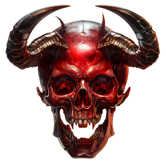 Red Skull Horns Demon Vinyl Sticker Decal