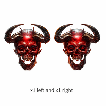 Red Skull Horns Demon Vinyl Sticker Decal