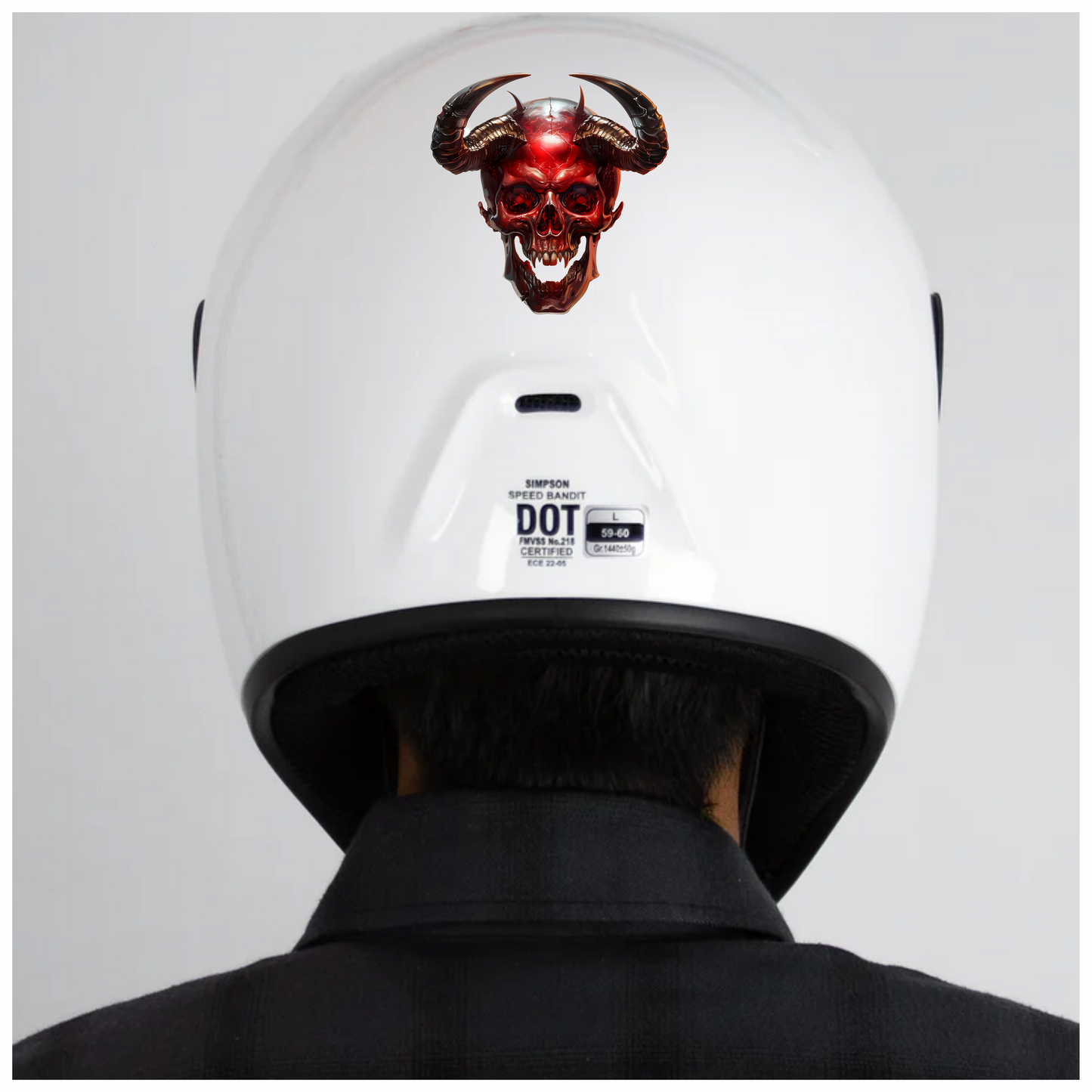 Red Skull Horns Demon Vinyl Sticker Decal