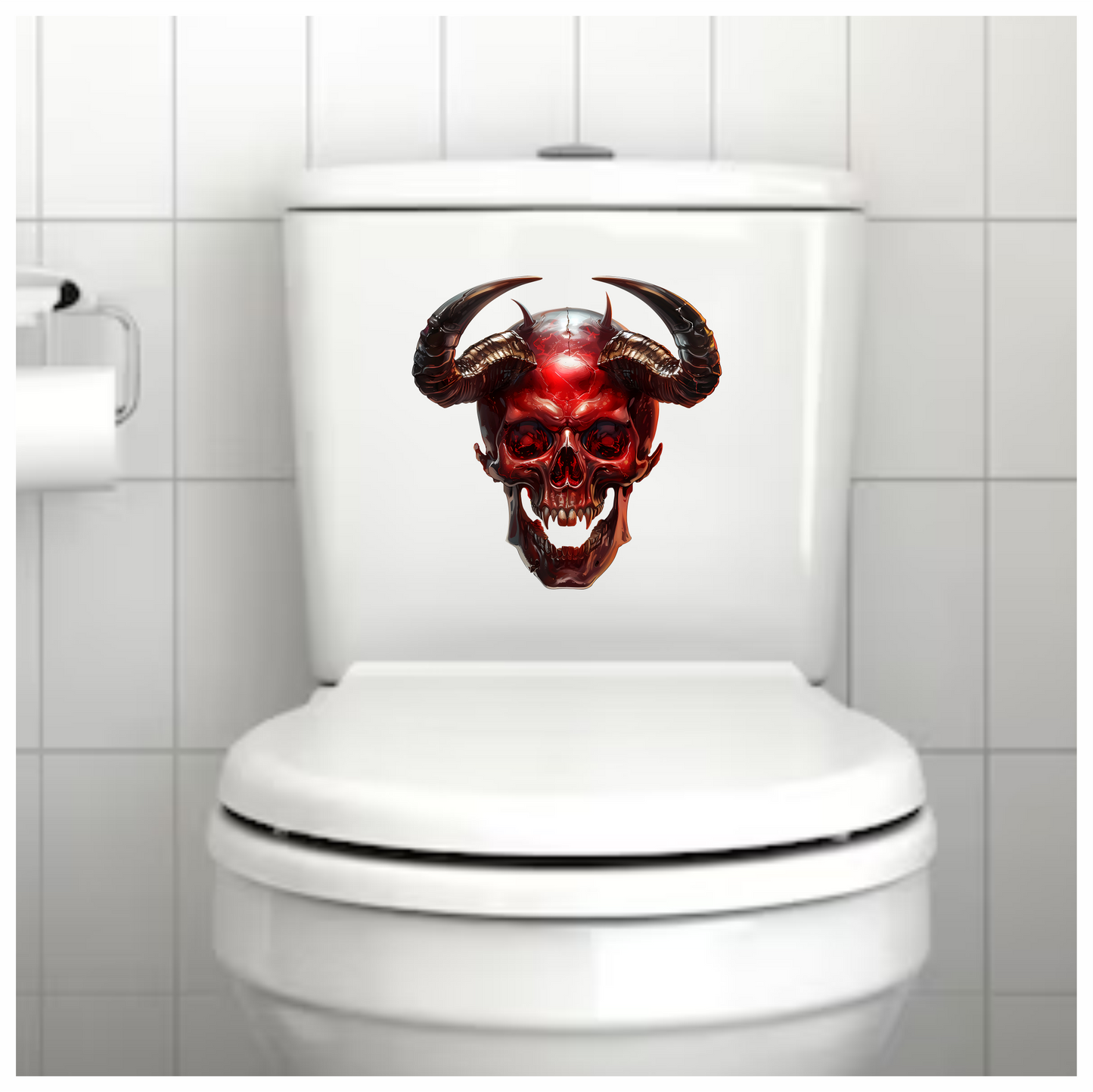 Red Skull Horns Demon Vinyl Sticker Decal