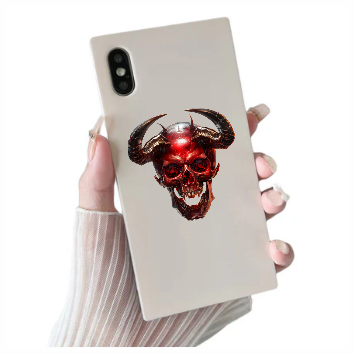 Red Skull Horns Demon Vinyl Sticker Decal