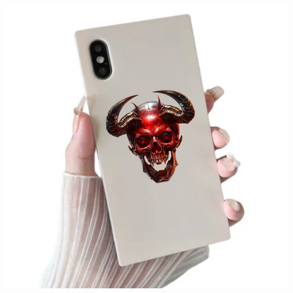 Red Skull Horns Demon Vinyl Sticker Decal