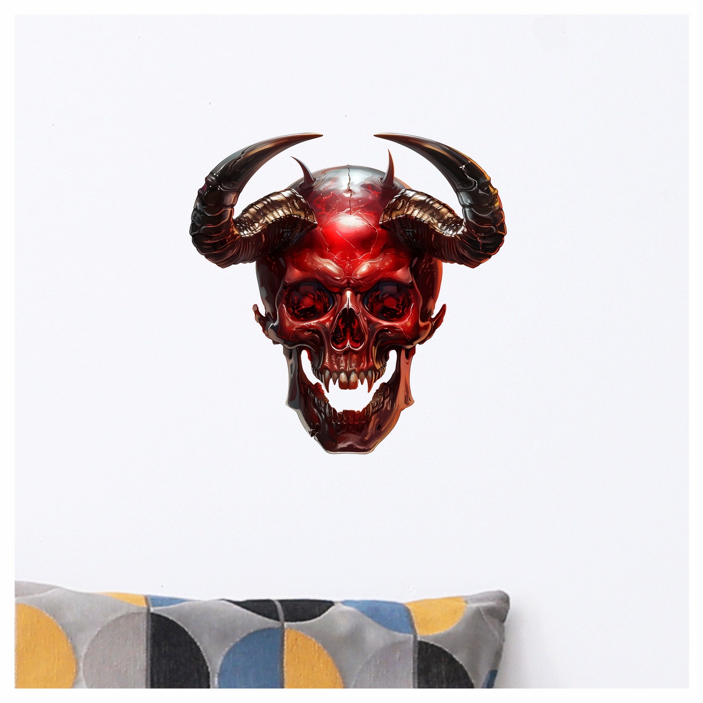 Red Skull Horns Demon Vinyl Sticker Decal