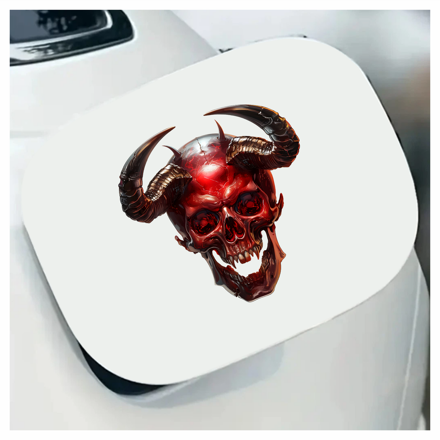 Red Skull Horns Demon Vinyl Sticker Decal