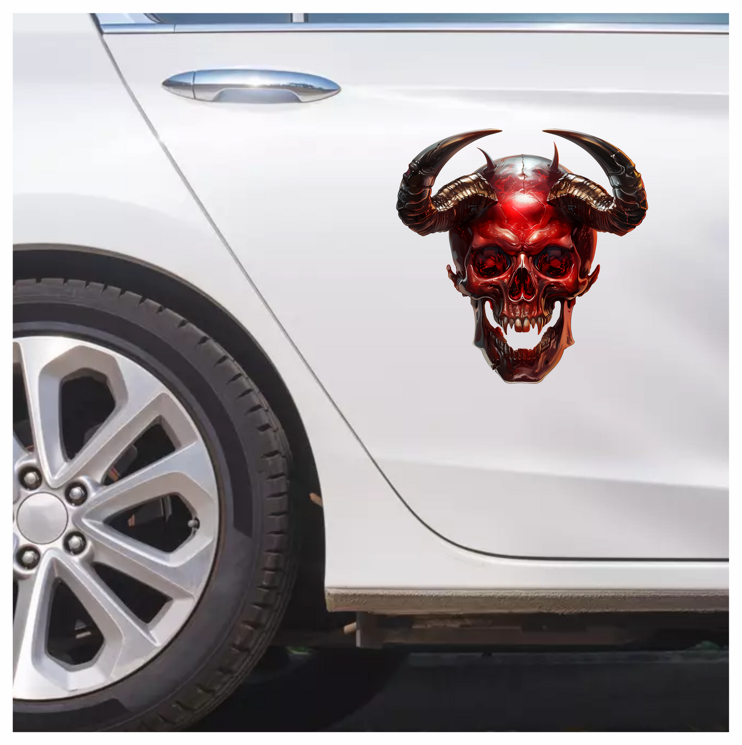 Red Skull Horns Demon Vinyl Sticker Decal