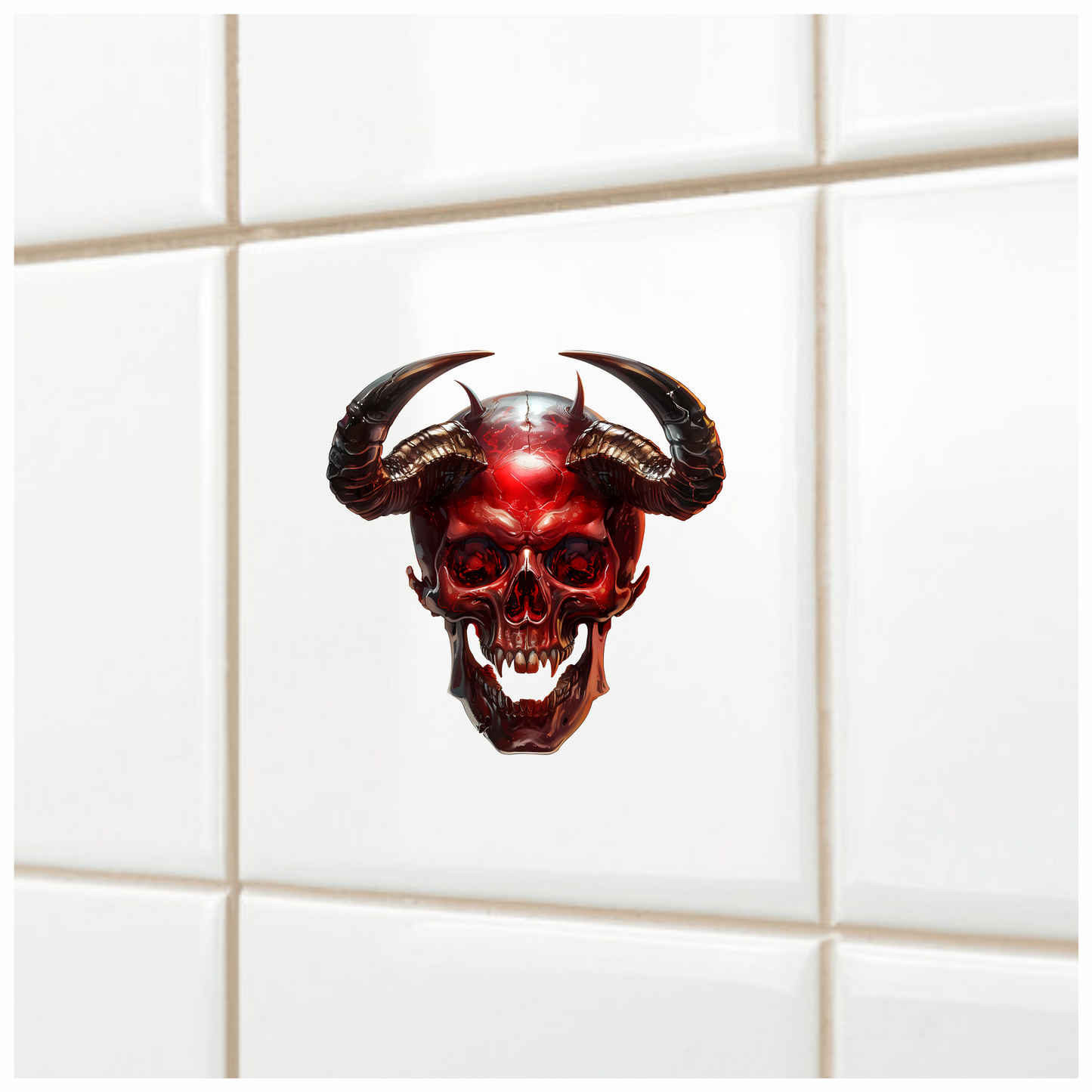 Red Skull Horns Demon Vinyl Sticker Decal