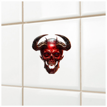 Red Skull Horns Demon Vinyl Sticker Decal