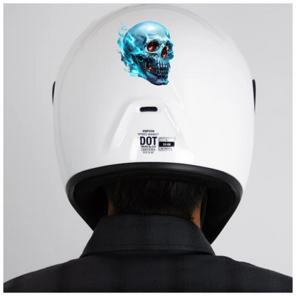 Blue Skull Electric Glowing Fire Vinyl Sticker Decal