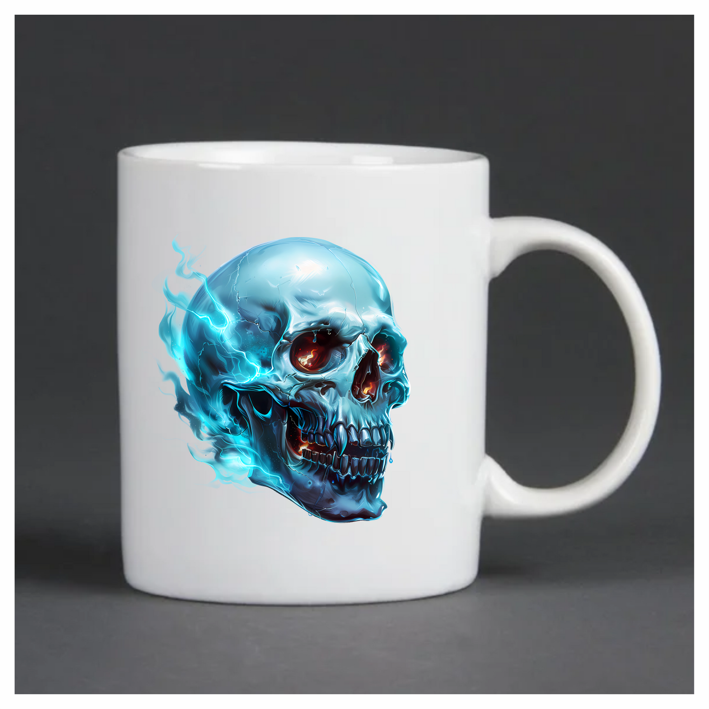 Blue Skull Electric Glowing Fire Vinyl Sticker Decal