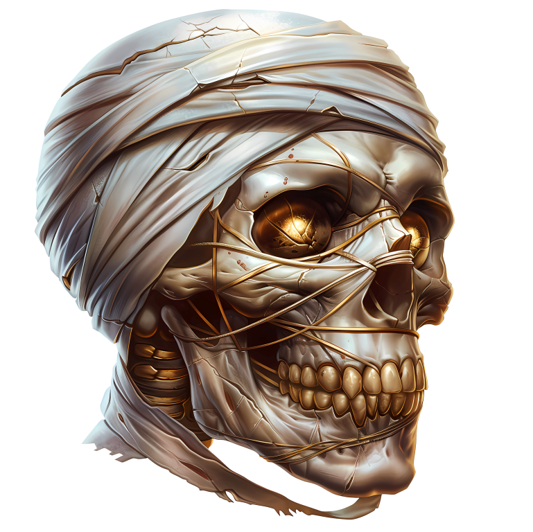 Mummy Skull Brown Eyes Teeth Vinyl Sticker Decal
