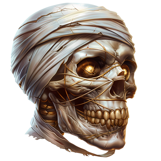 Mummy Skull Brown Eyes Teeth Vinyl Sticker Decal