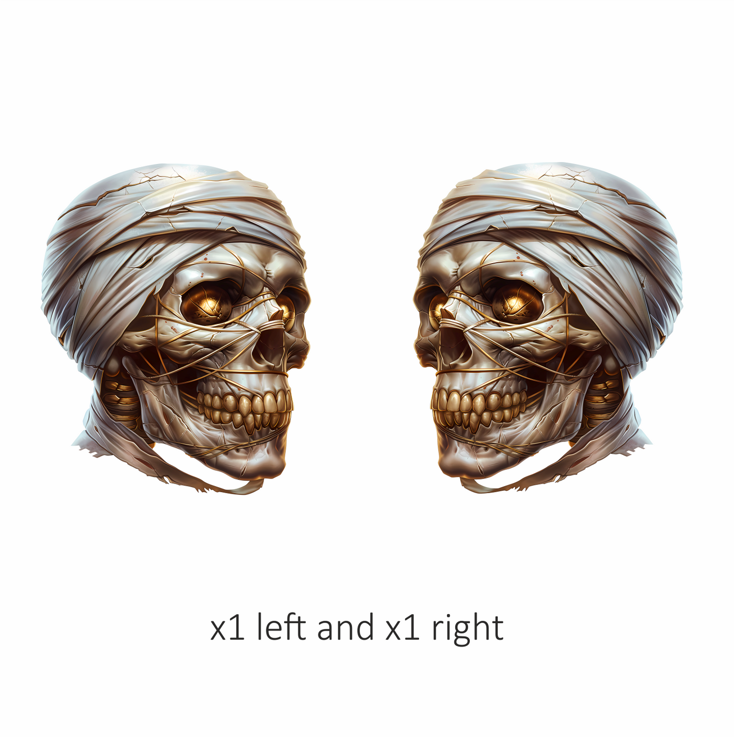 Mummy Skull Brown Eyes Teeth Vinyl Sticker Decal