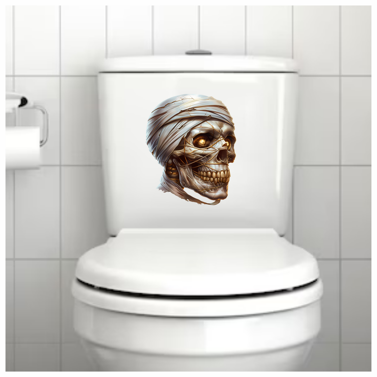 Mummy Skull Brown Eyes Teeth Vinyl Sticker Decal