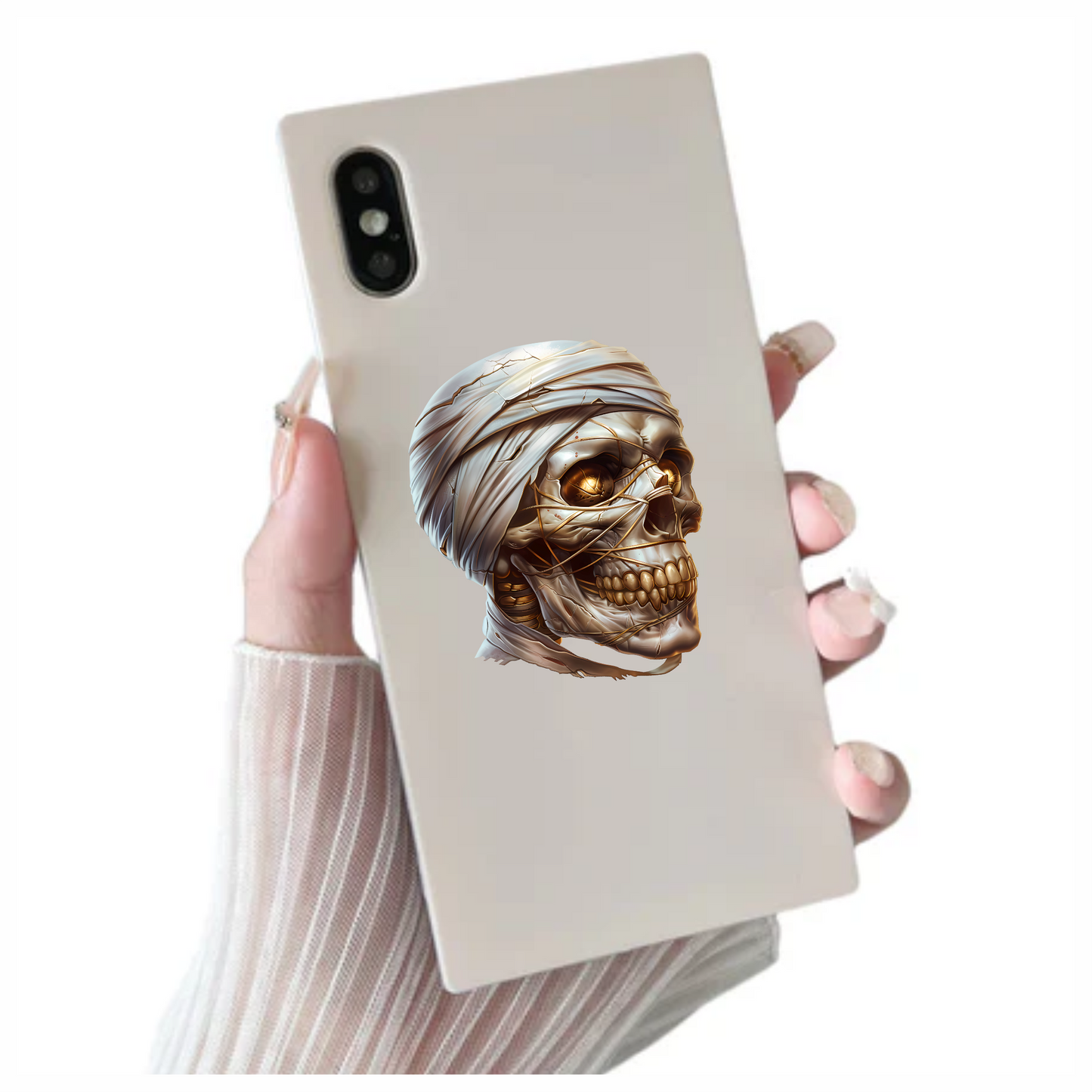 Mummy Skull Brown Eyes Teeth Vinyl Sticker Decal