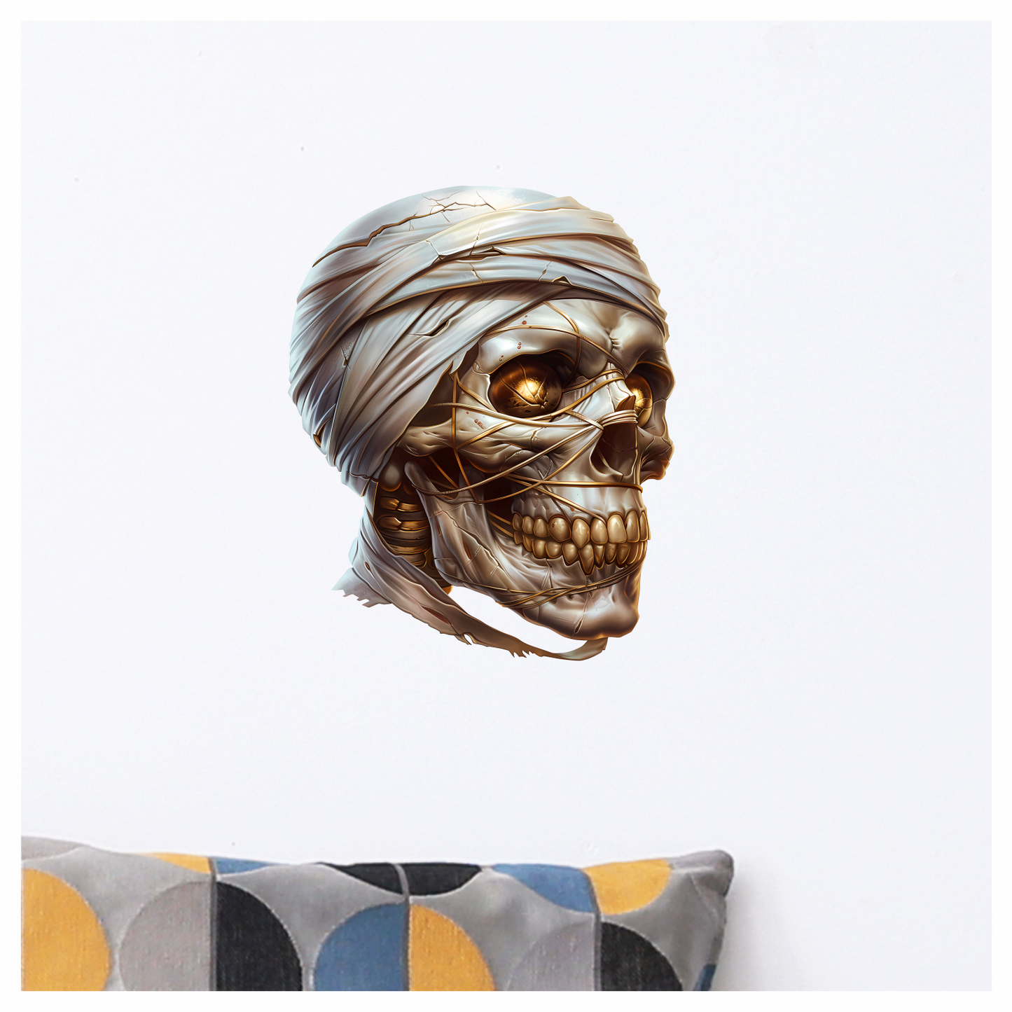 Mummy Skull Brown Eyes Teeth Vinyl Sticker Decal