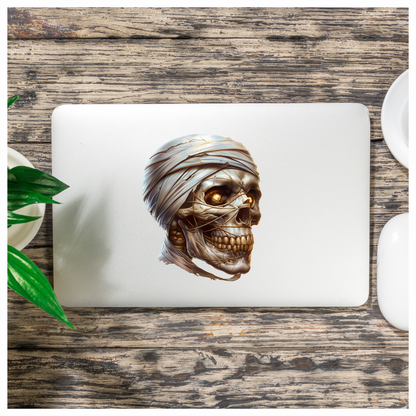 Mummy Skull Brown Eyes Teeth Vinyl Sticker Decal