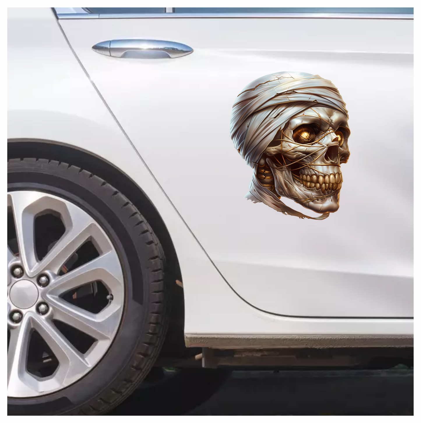 Mummy Skull Brown Eyes Teeth Vinyl Sticker Decal