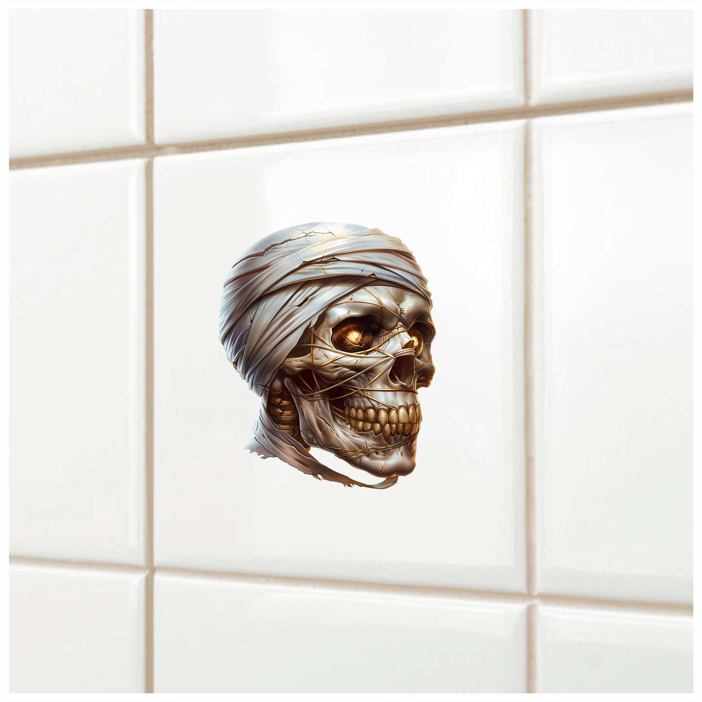 Mummy Skull Brown Eyes Teeth Vinyl Sticker Decal