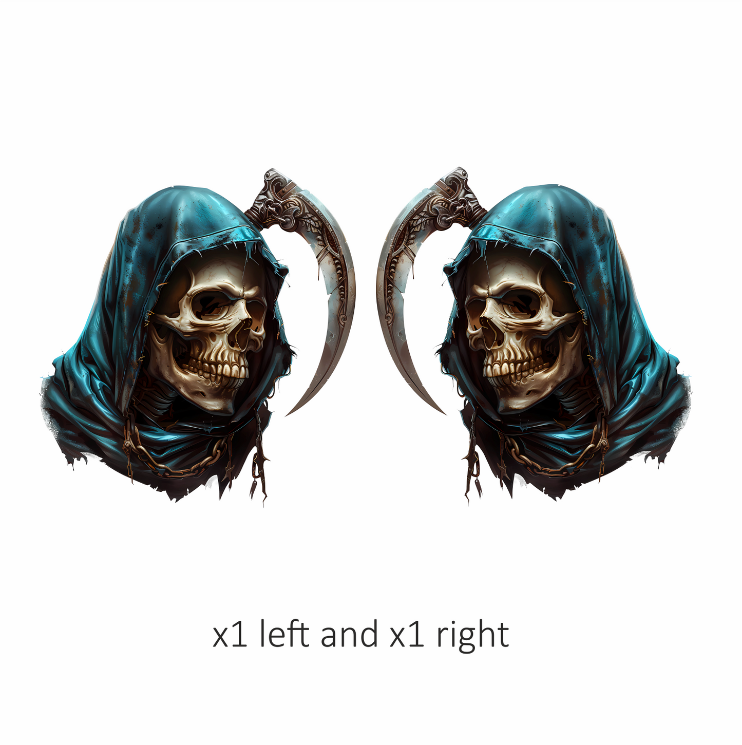 Skull Blue Hood Scythe Death Grim Vinyl Sticker Decal