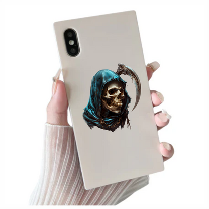 Skull Blue Hood Scythe Death Grim Vinyl Sticker Decal