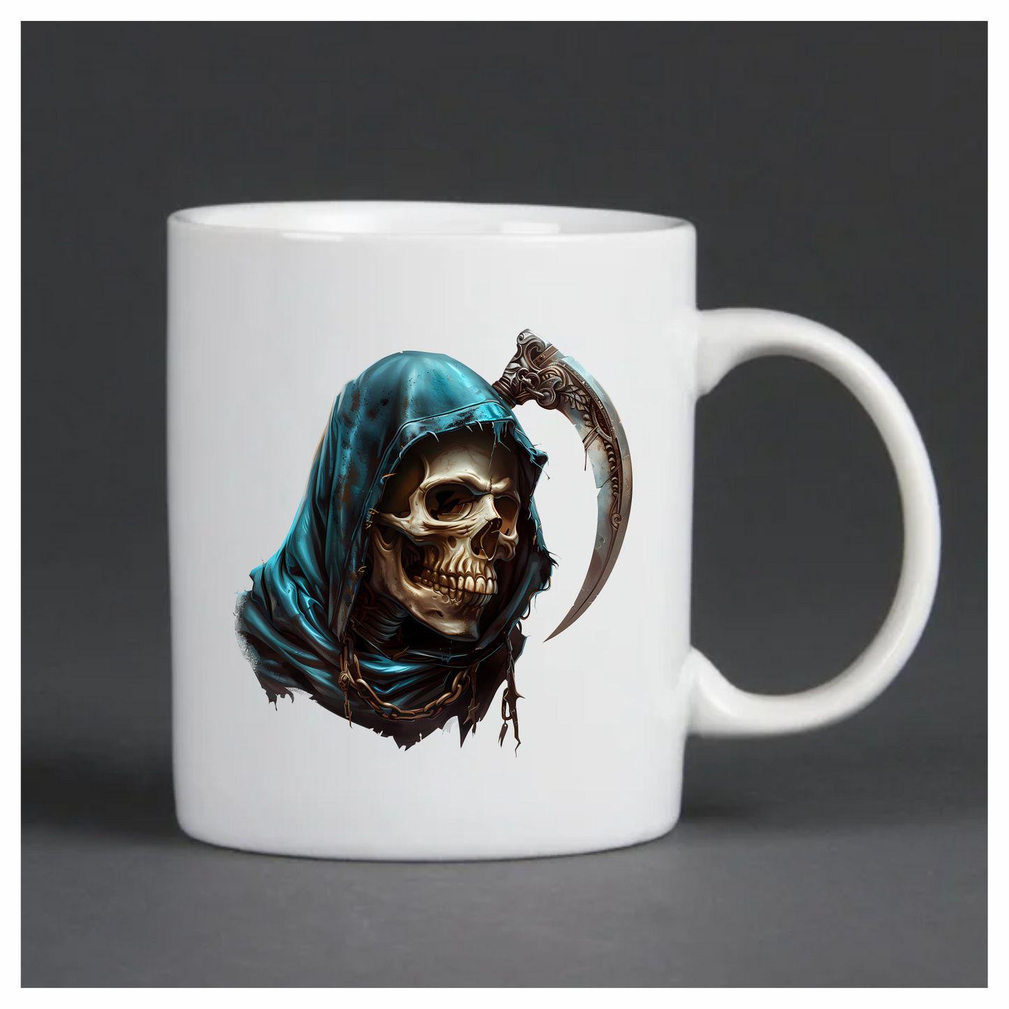 Skull Blue Hood Scythe Death Grim Vinyl Sticker Decal