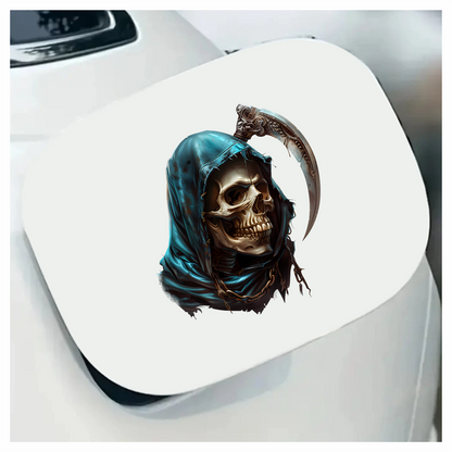 Skull Blue Hood Scythe Death Grim Vinyl Sticker Decal