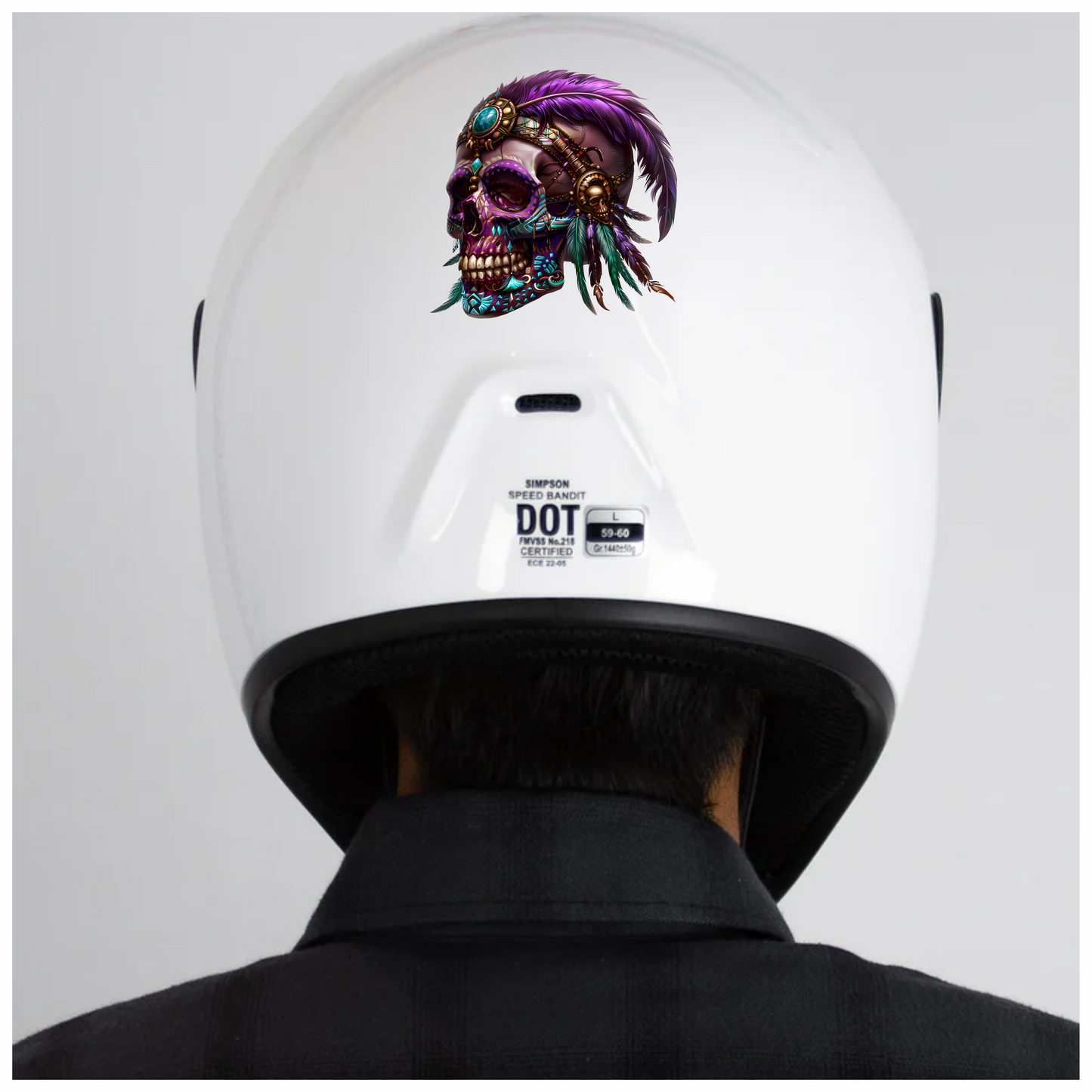 Purple Skull Feather Headdress Tribal Design Vinyl Sticker Decal