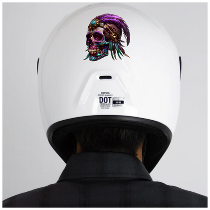 Purple Skull Feather Headdress Tribal Design Vinyl Sticker Decal
