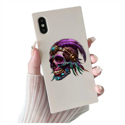 Purple Skull Feather Headdress Tribal Design Vinyl Sticker Decal