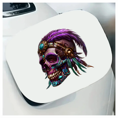 Purple Skull Feather Headdress Tribal Design Vinyl Sticker Decal